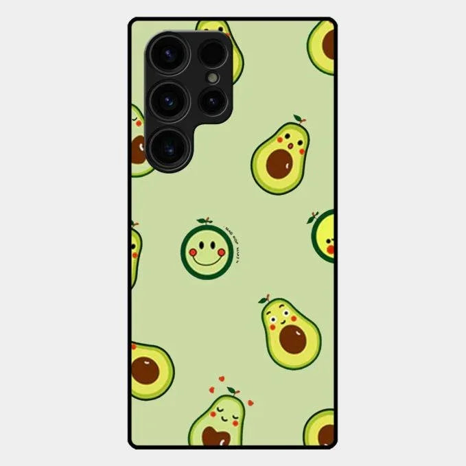 Cute Avocado Glossy Metal Case Cover For Samsung Galaxy S25 Ultra 5G