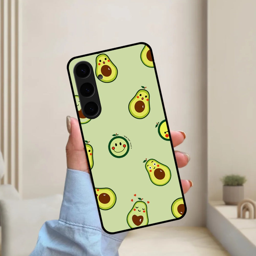 Cute Avocado Glossy Metal Case Cover For Samsung