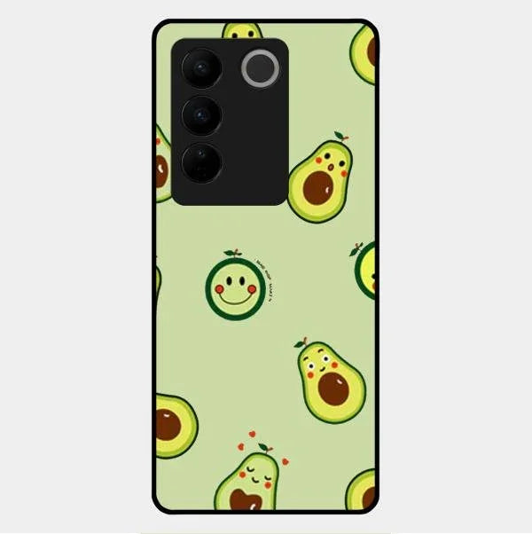 Cute Avocado Glossy Metal Case Cover For Vivo V27 Pro 5G