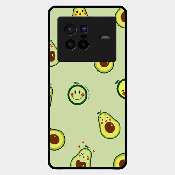 Cute Avocado Glossy Metal Case Cover For Vivo X80 5G
