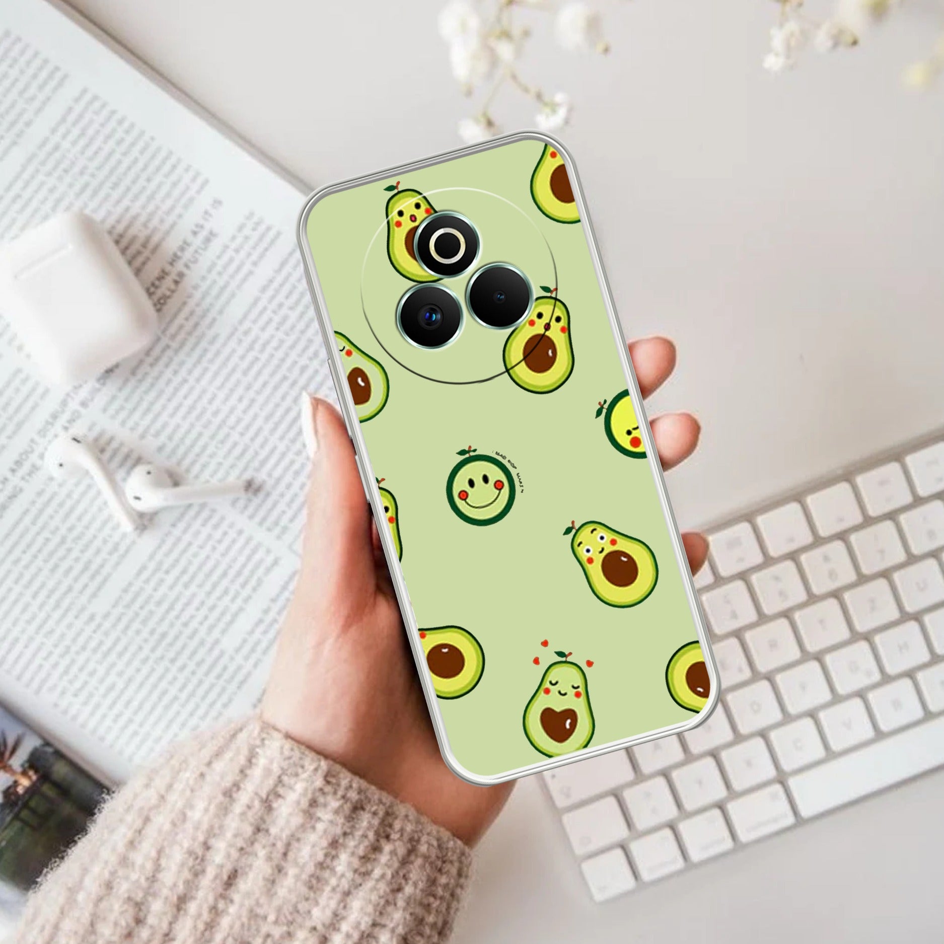 Cute Avocado Transparent Silicon Case For Realme P3 Pro 5G
