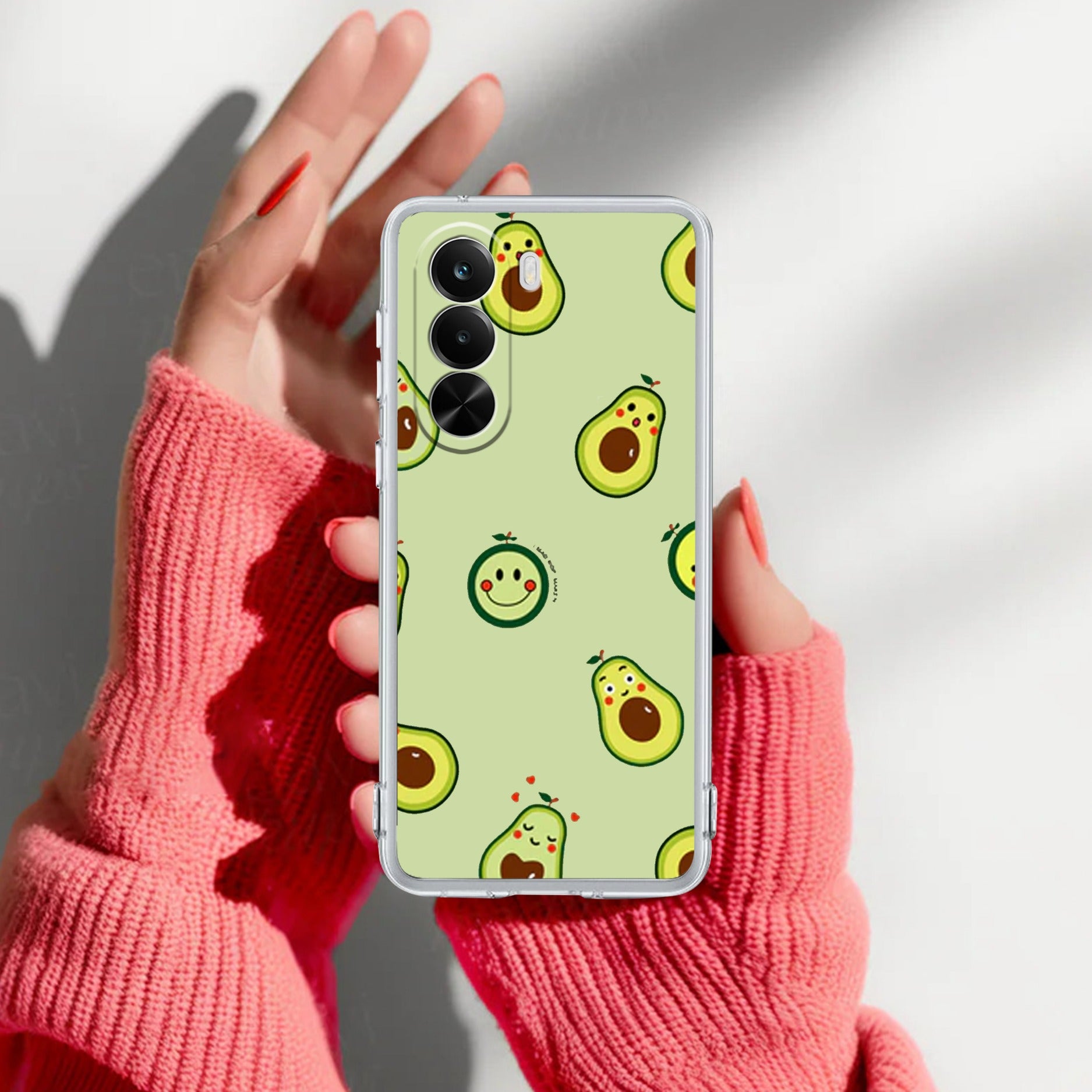 Cute Avocado Transparent Silicon Case For Realme P4x 5G