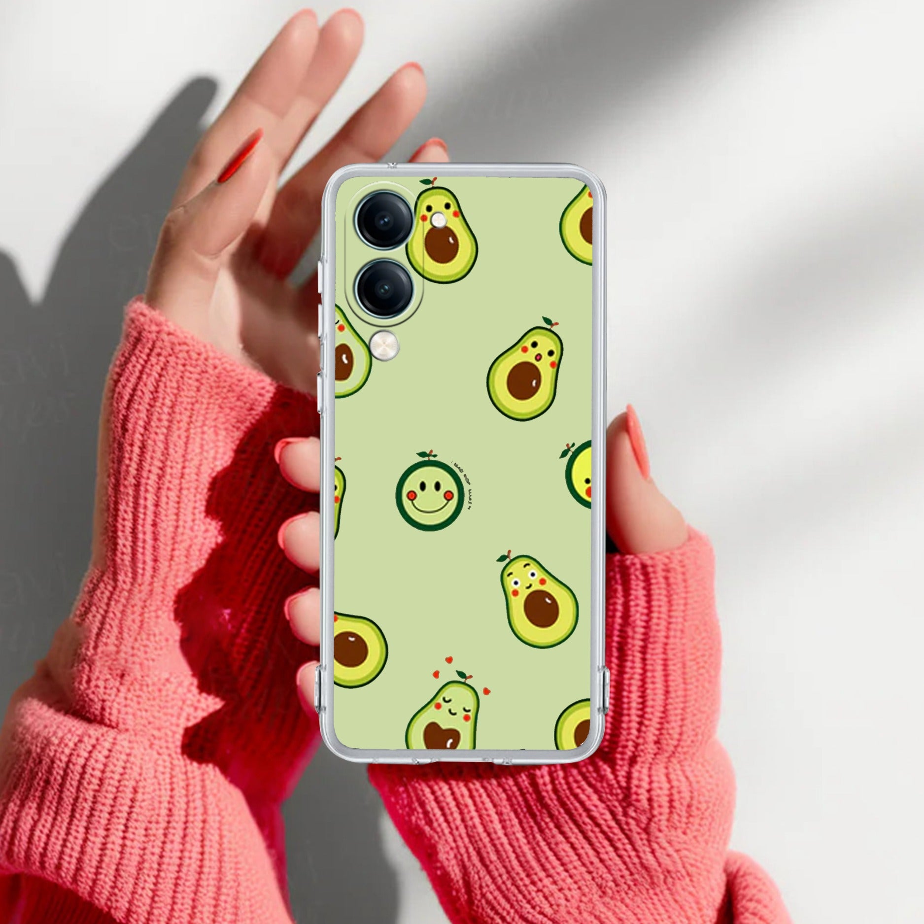 Cute Avocado Transparent Silicon Case For Vivo T4 Lite 5G