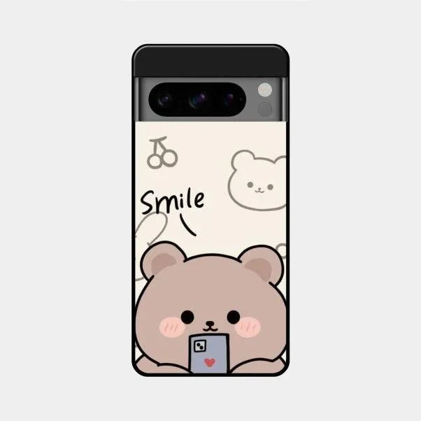 Cute Bear Glossy Metal Case Cover For Google Pixel 8 Pro 5G