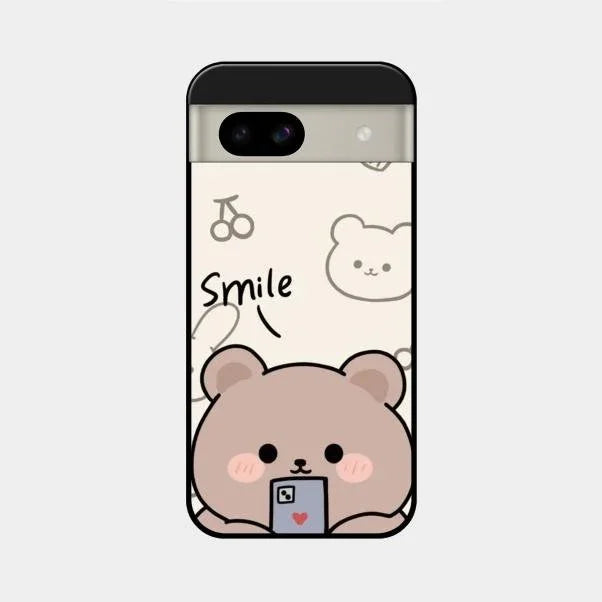 Cute Bear Glossy Metal Case Cover For Google Pixel 8A 5G