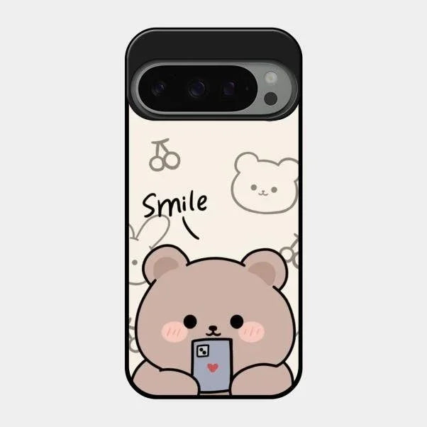 Cute Bear Glossy Metal Case Cover For Google Pixel 9 Pro 5G