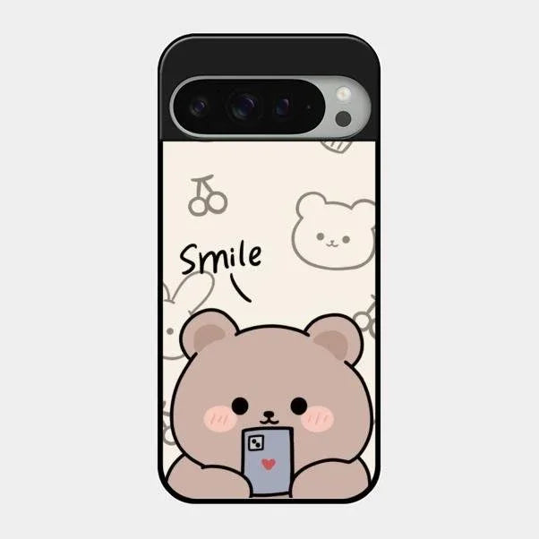 Cute Bear Glossy Metal Case Cover For Google Pixel 9 Pro Xl