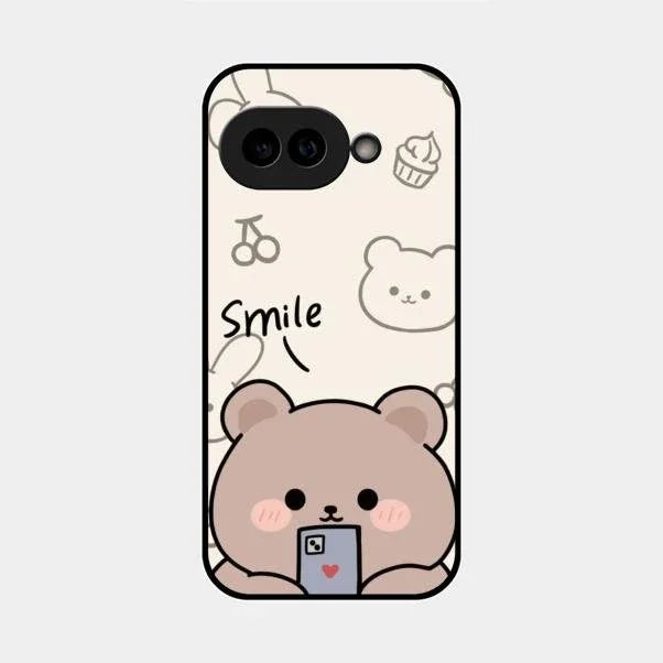Cute Bear Glossy Metal Case Cover For Google Pixel 9A 5G