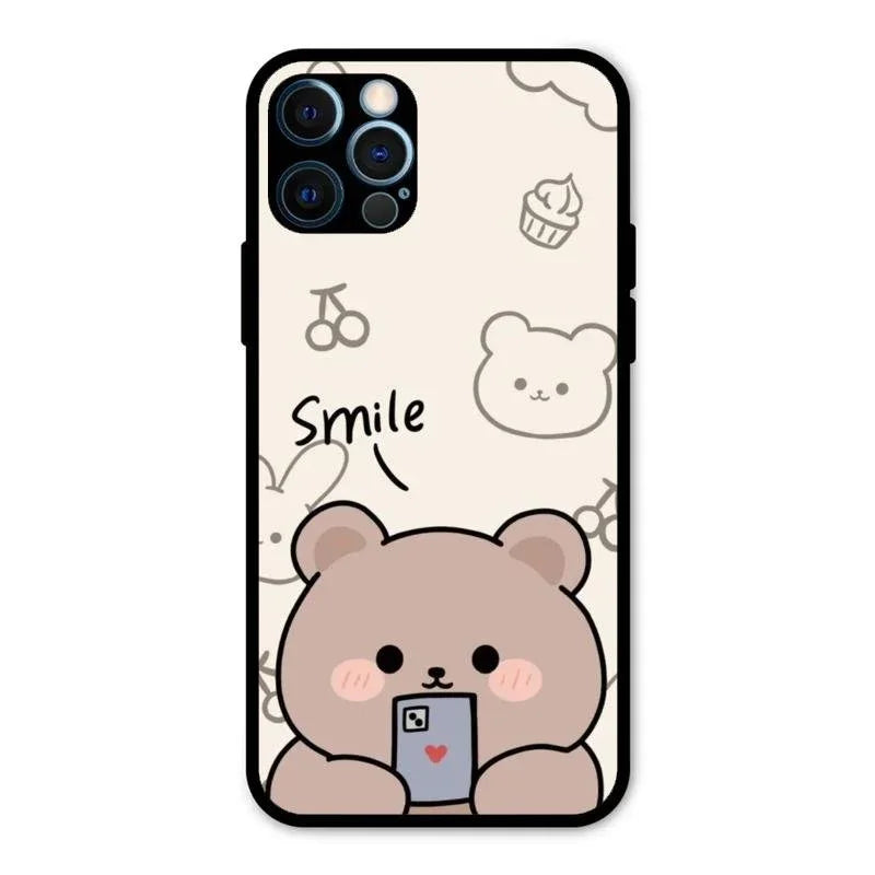 Cute Bear Glossy Metal Case Cover For iPhone 12 Pro Max