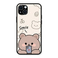 Cute Bear Glossy Metal Case Cover For iPhone 14