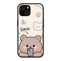Cute Bear Glossy Metal Case Cover For iPhone 15 Plus