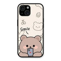 Cute Bear Glossy Metal Case Cover For iPhone 15