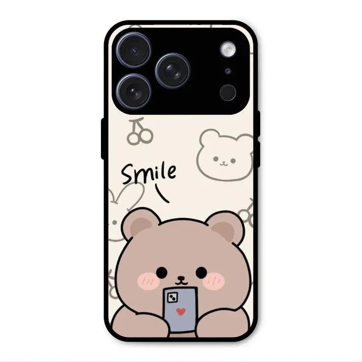 Cute Bear Glossy Metal Case Cover For iPhone 17 Pro