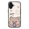 Cute Bear Glossy Metal Case Cover For iPhone 17