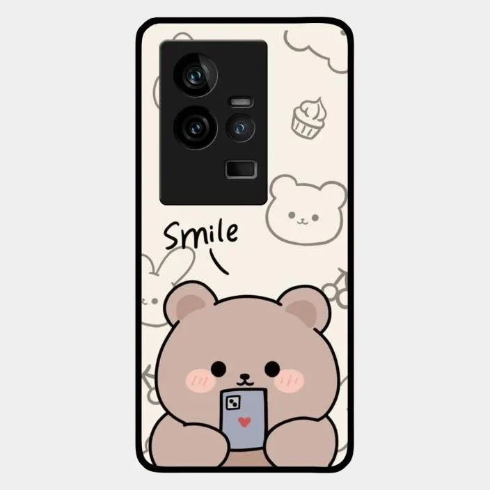 Cute Bear Glossy Metal Case Cover For Iqoo 11 5G