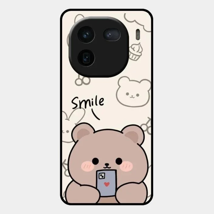 Cute Bear Glossy Metal Case Cover For Iqoo 12 5G