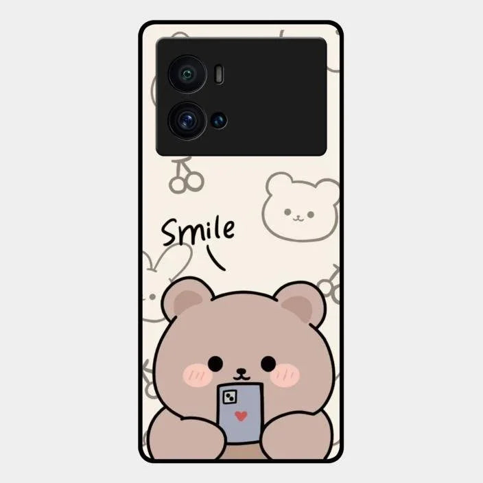 Cute Bear Glossy Metal Case Cover For Iqoo 9 Pro 5G