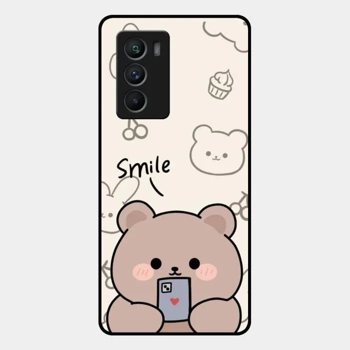Cute Bear Glossy Metal Case Cover For Iqoo 9 Se 5G