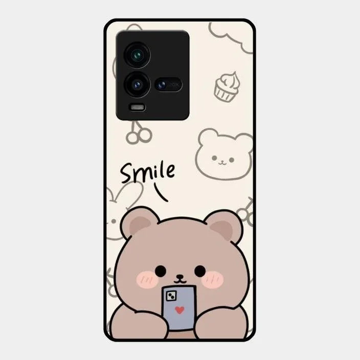 Cute Bear Glossy Metal Case Cover For Iqoo 9T 5G