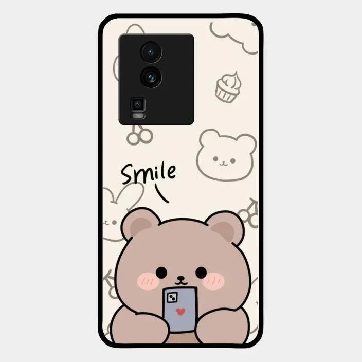 Cute Bear Glossy Metal Case Cover For Iqoo Neo 7 Pro 5G