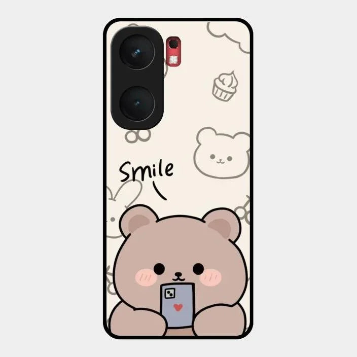 Cute Bear Glossy Metal Case Cover For Iqoo Neo 9 Pro 5G