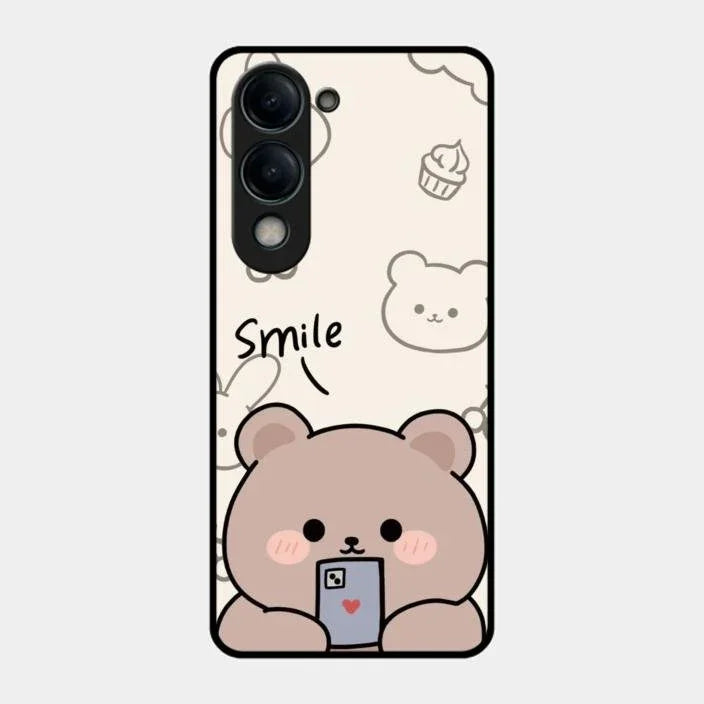 Cute Bear Glossy Metal Case Cover For Iqoo Z10 Lite