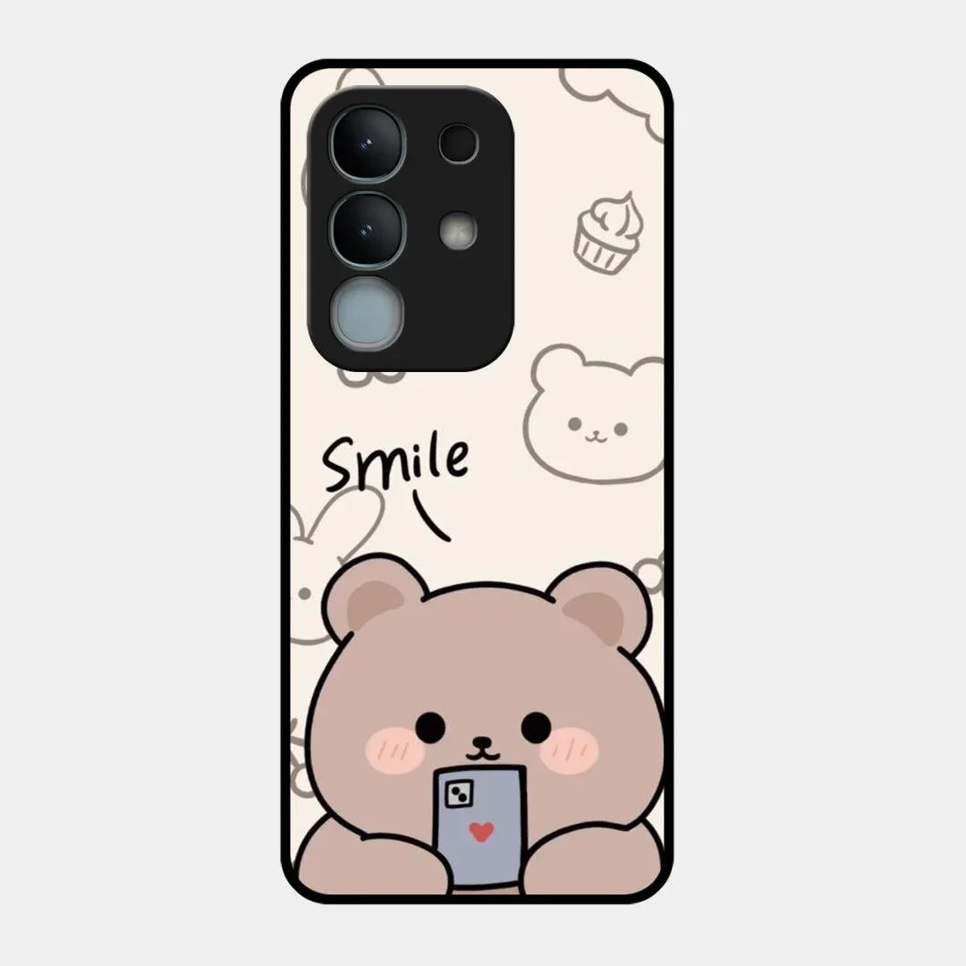 Cute Bear Glossy Metal Case Cover For iQOO Z10x 5G