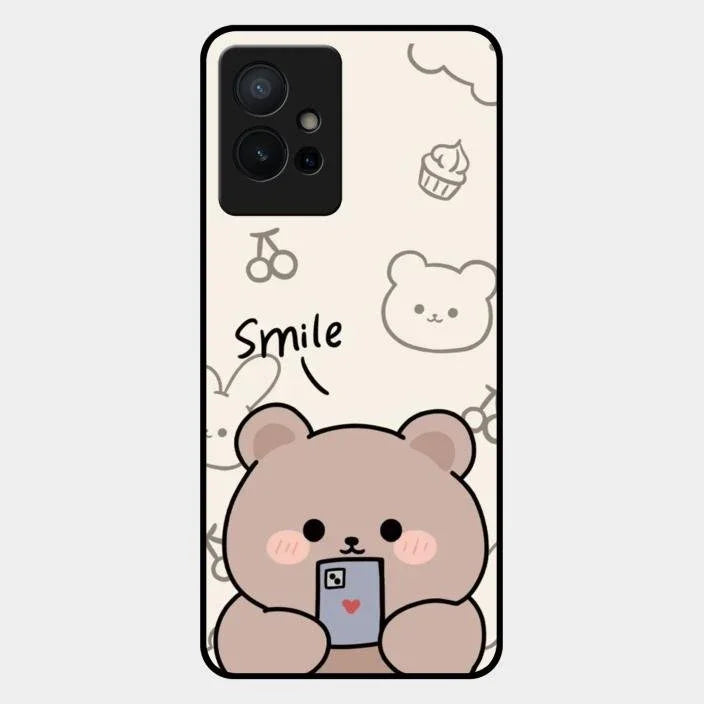 Cute Bear Glossy Metal Case Cover For Iqoo Z6 5G
