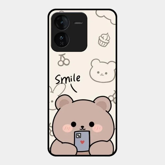 Cute Bear Glossy Metal Case Cover For Iqoo Z9 5G