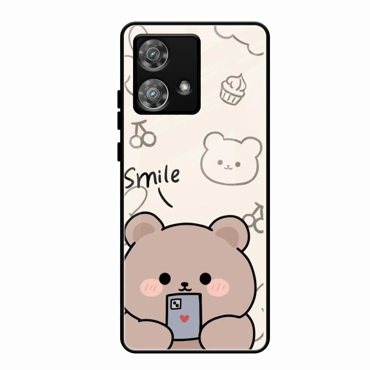Cute Bear Glossy Metal Case Cover For Motorola Edge 40 5G