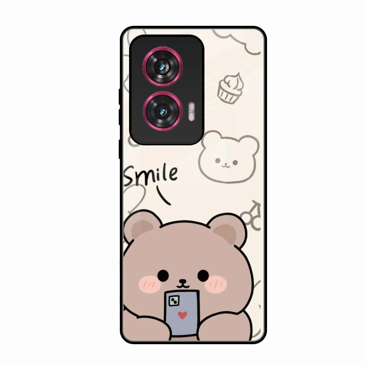 Cute Bear Glossy Metal Case Cover For Motorola Edge 50 Fusion 5G