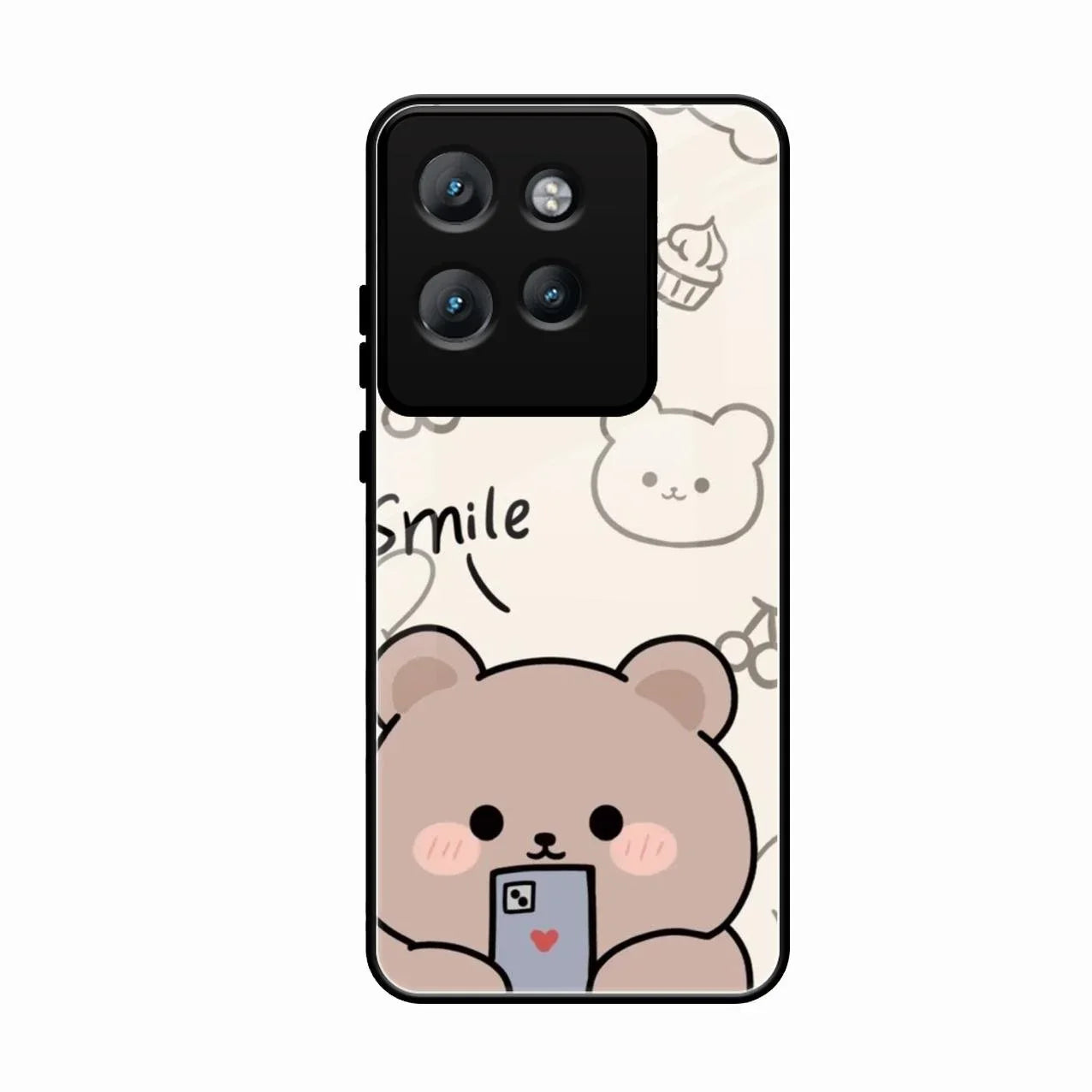 Cute Bear Glossy Metal Case Cover For Motorola Edge 50 Neo