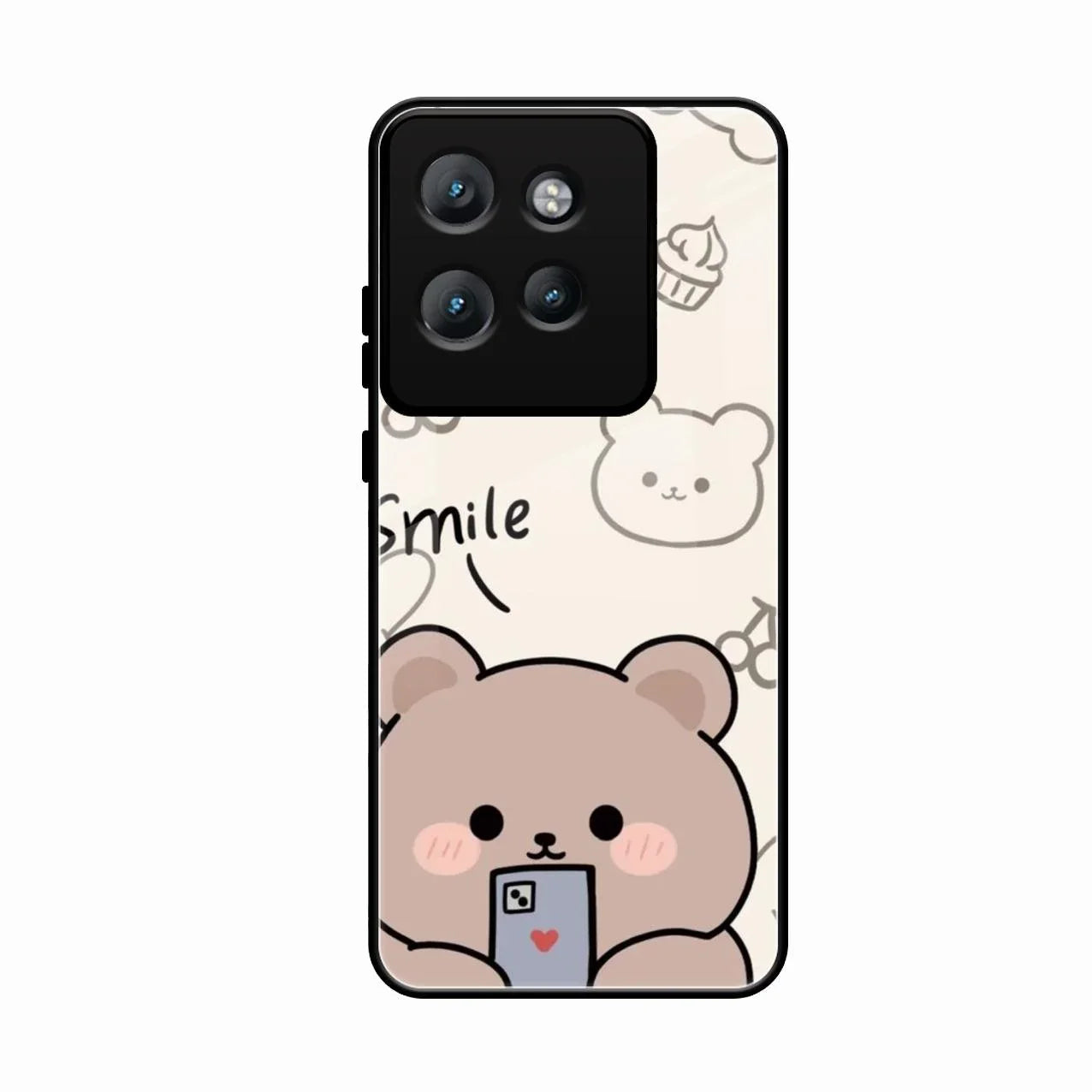 Cute Bear Glossy Metal Case Cover For Motorola Edge 50