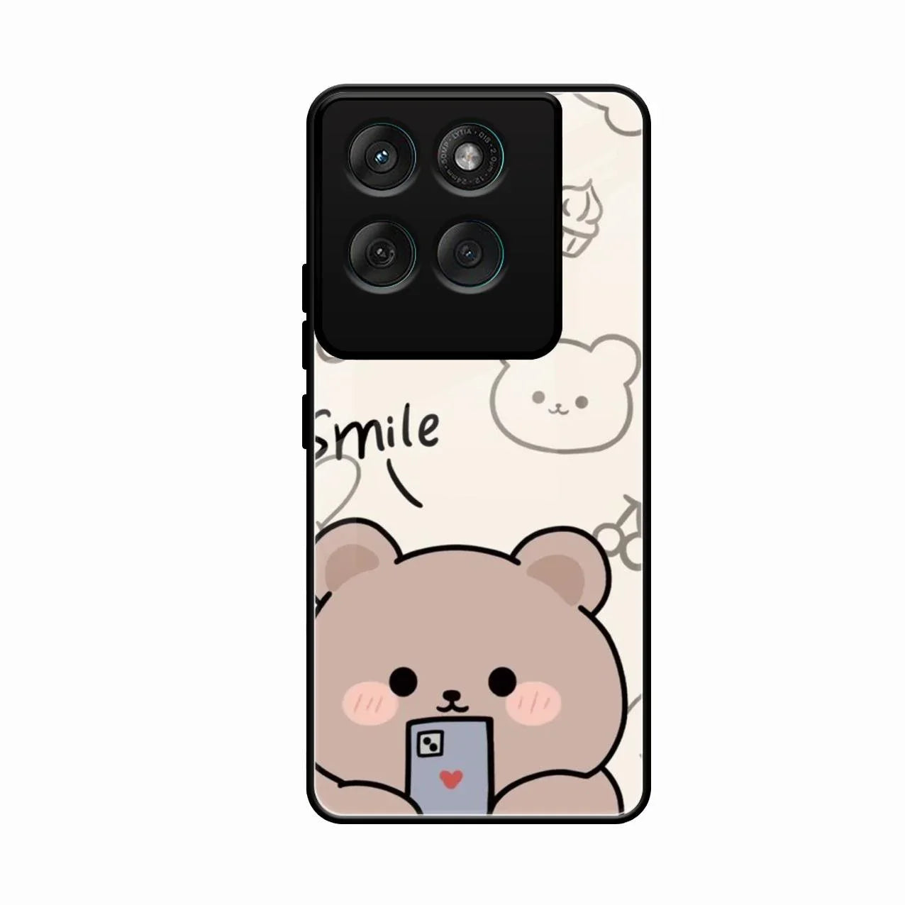 Cute Bear Glossy Metal Case Cover For Motorola Edge 60 Pro 5G