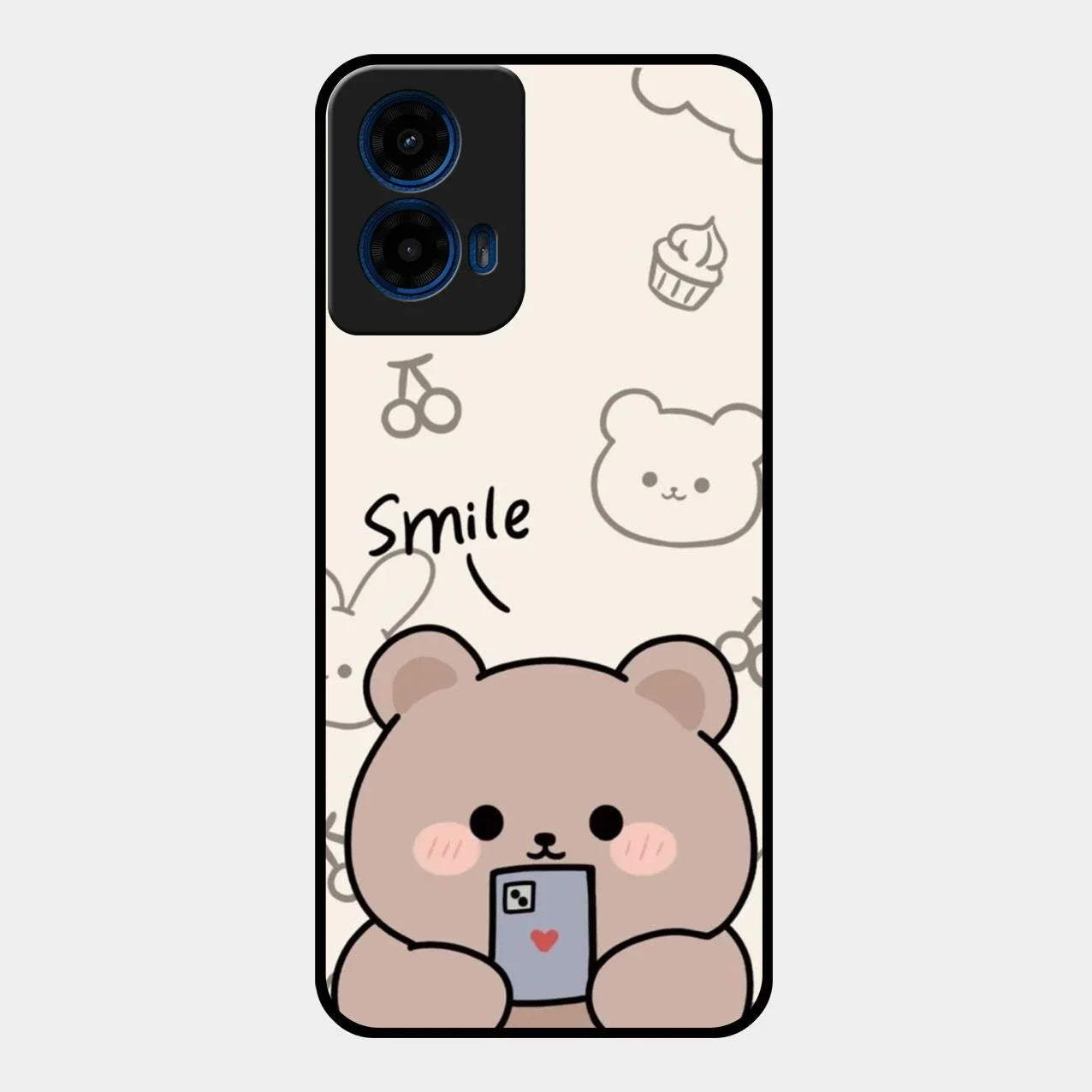 Cute Bear Glossy Metal Case Cover For Motorola G45 5G