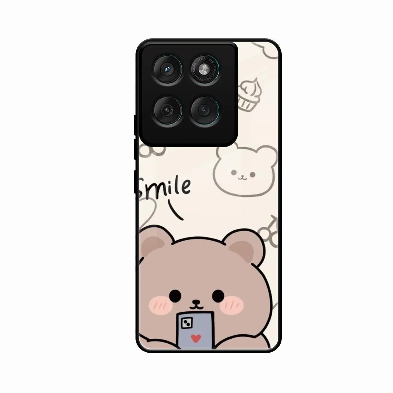 Cute Bear Glossy Metal Case Cover For Motorola G67 Power 5G