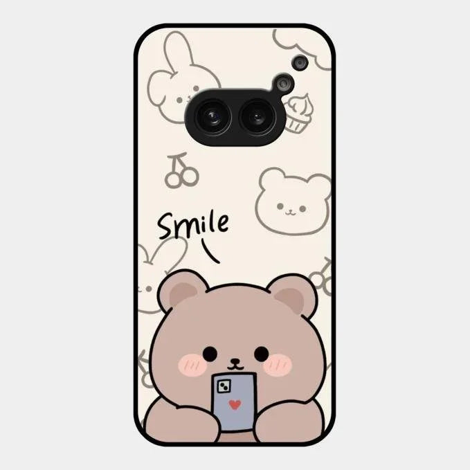 Cute Bear Glossy Metal Case Cover For Nothing Phone 2A 5G