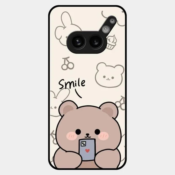 Cute Bear Glossy Metal Case Cover For Nothing Phone 2A Plus