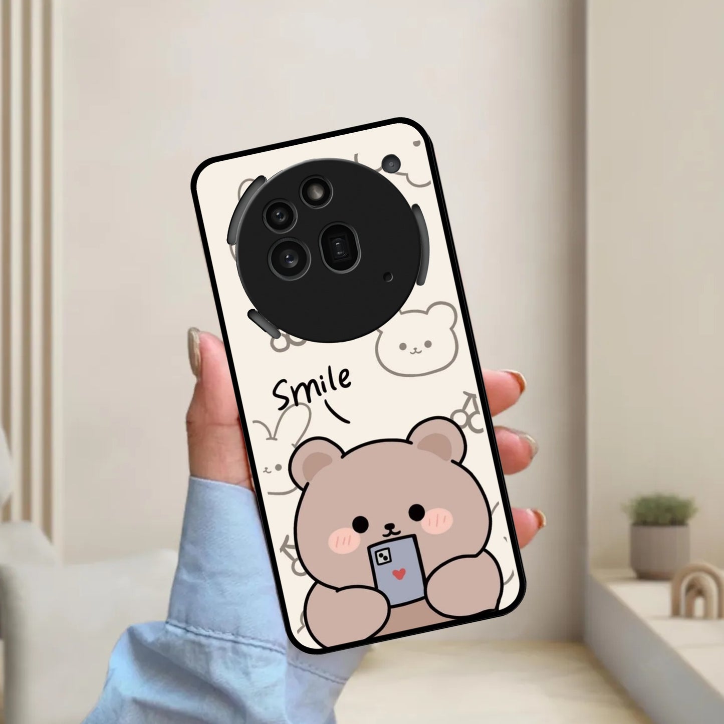 Cute Bear Glossy Metal Case Cover For Nothing