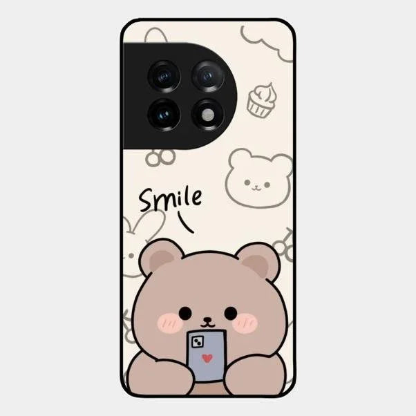 Cute Bear Glossy Metal Case Cover For Oneplus 11 5G