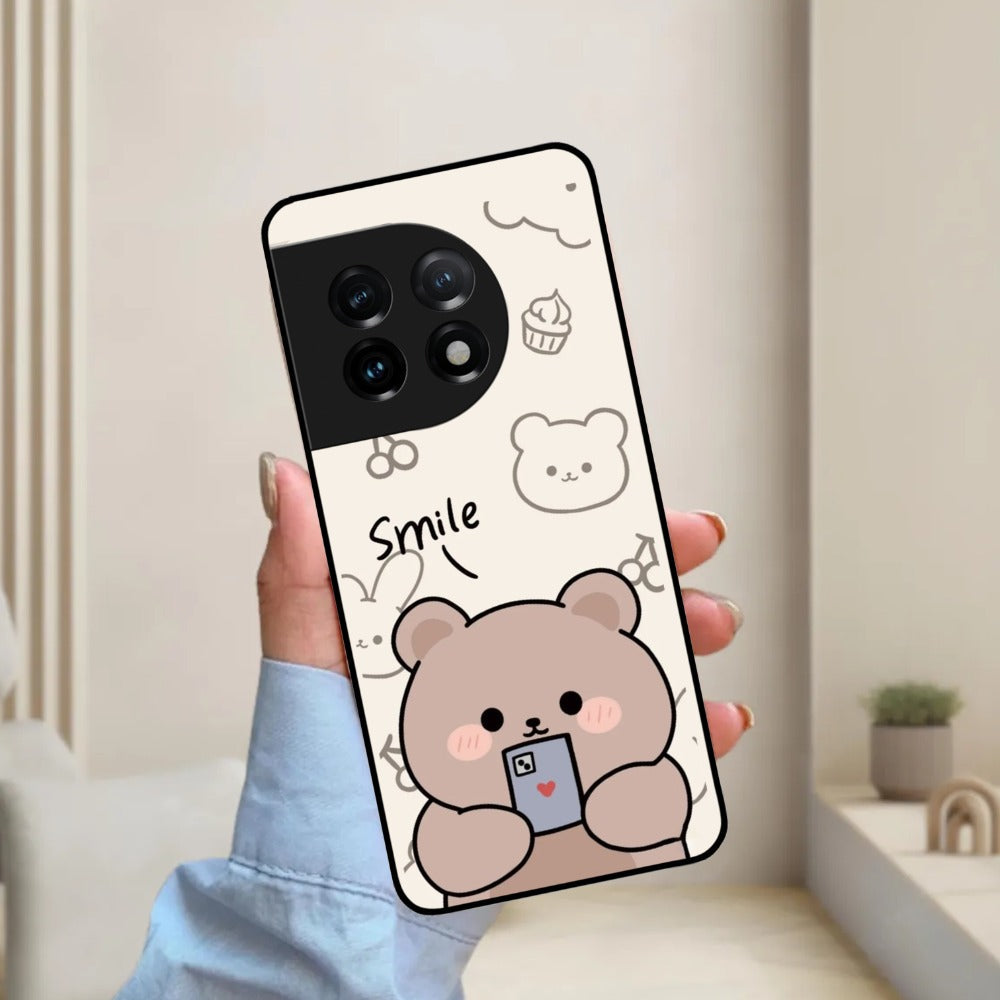 Cute Bear Glossy Metal Case Cover For OnePlus