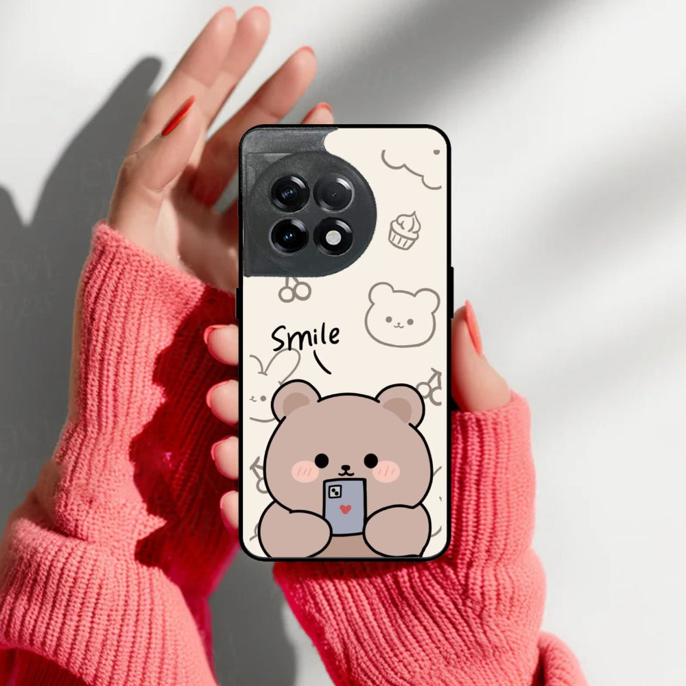 Cute Bear Glossy Metal Case Cover For OnePlus