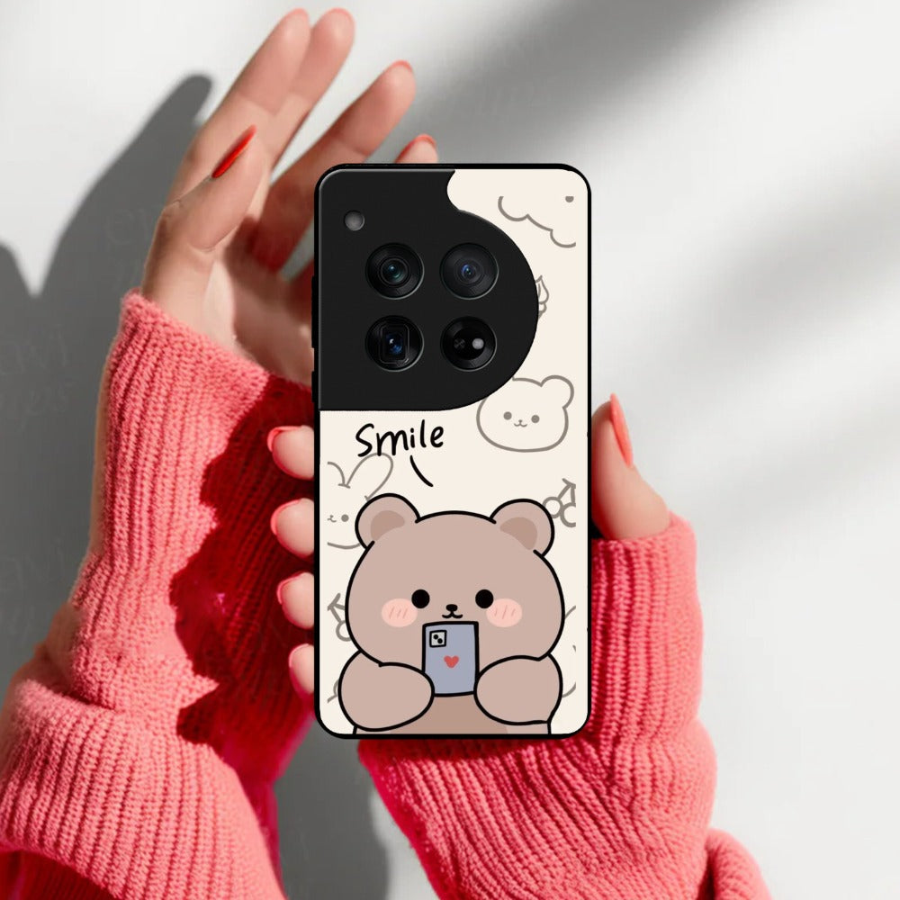 Cute Bear Glossy Metal Case Cover For OnePlus