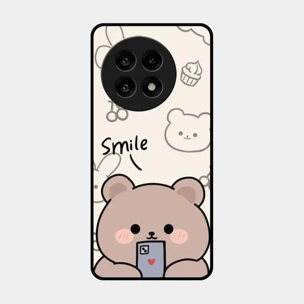 Cute Bear Glossy Metal Case Cover For Oneplus 13R 5G