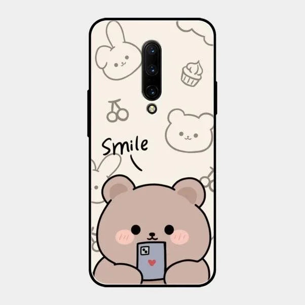 Cute Bear Glossy Metal Case Cover For Oneplus 7 Pro