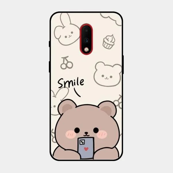 Cute Bear Glossy Metal Case Cover For Oneplus 7