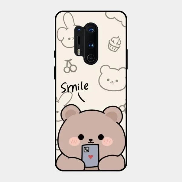 Cute Bear Glossy Metal Case Cover For Oneplus 8 Pro
