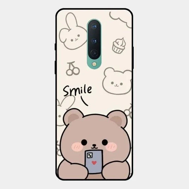 Cute Bear Glossy Metal Case Cover For Oneplus 8