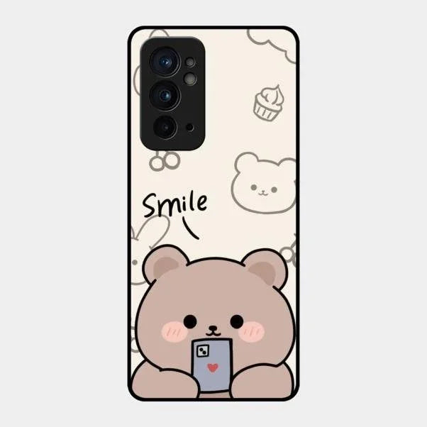 Cute Bear Glossy Metal Case Cover For Oneplus 9Rt 5G