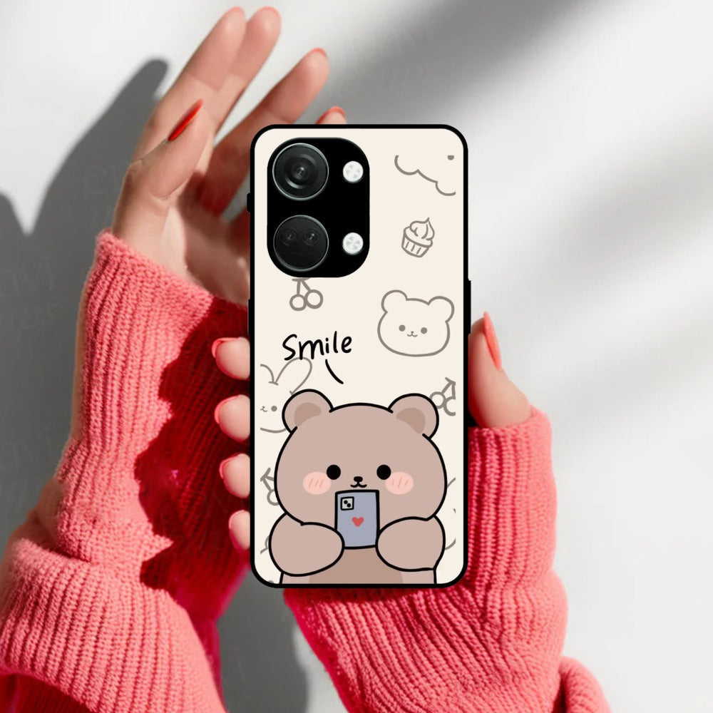 Cute Bear Glossy Metal Case Cover For OnePlus
